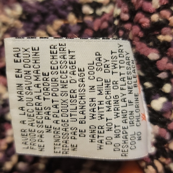 LAURA Petites Alpaca Wool Multi-colored Knit Bouclé Fringe Collard Cardigan Sz S - Picture 8 of 8